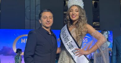 النجمة مي سليم تتألق من تصاميم المبدع ماهر غلاييني في حفل انتخاب Miss Arab world Europ.